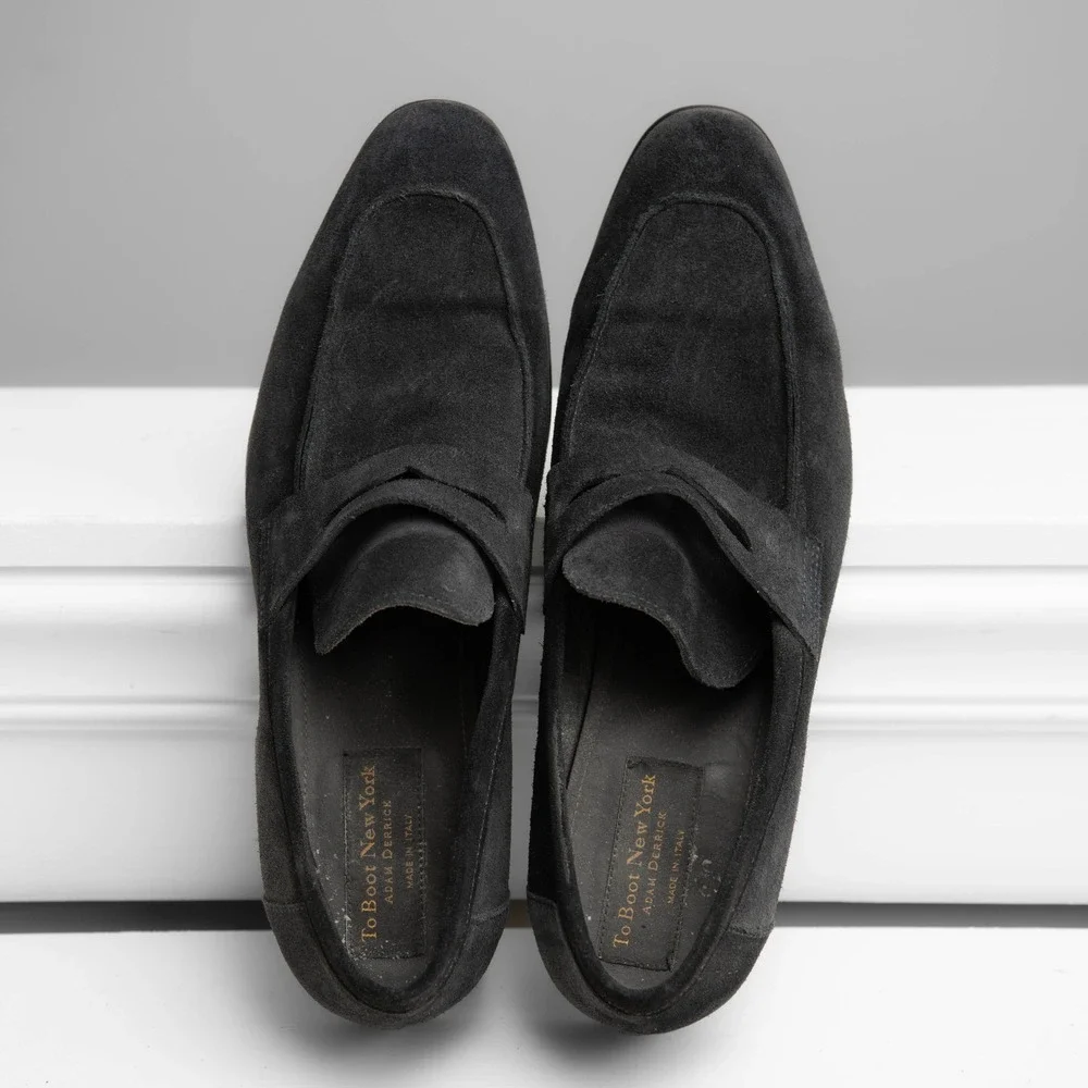 To Boot New York Adam Derrick Mens 13 Black Suede Loafers Minimalist Quiet Lux